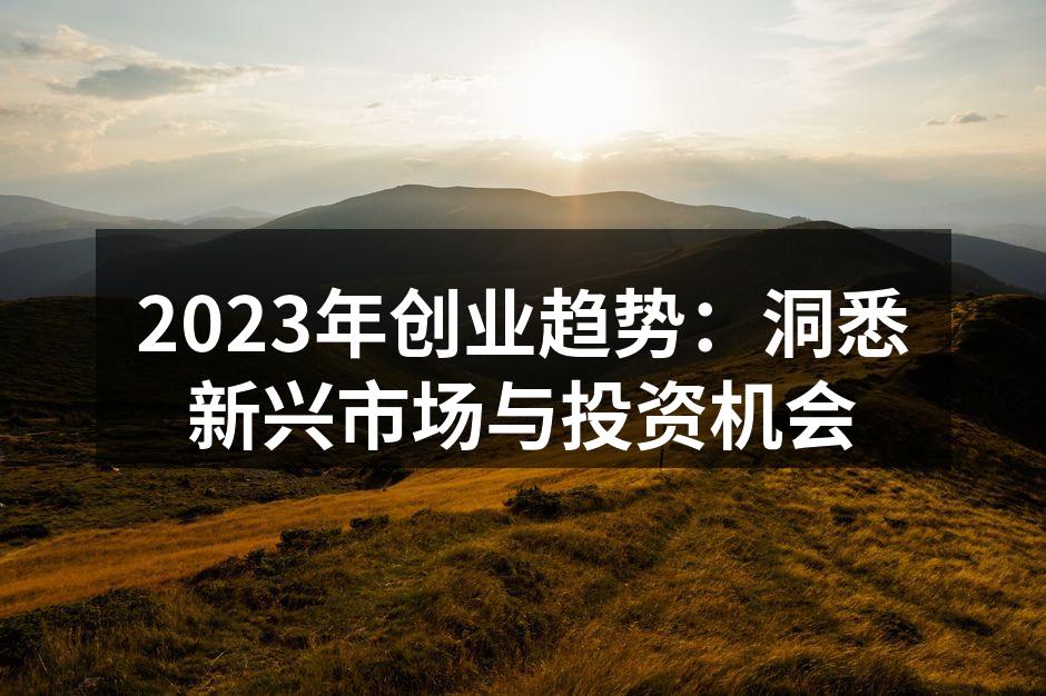 2023年创业趋势：洞悉新兴市场与投资机会